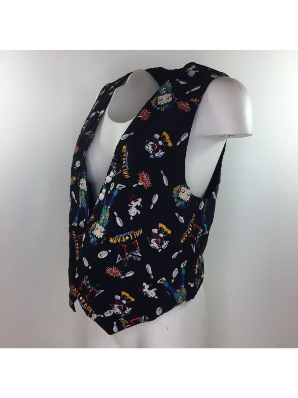 Handmade Womens Betty Boop Bowling Black Vest - Picture 3 of 14